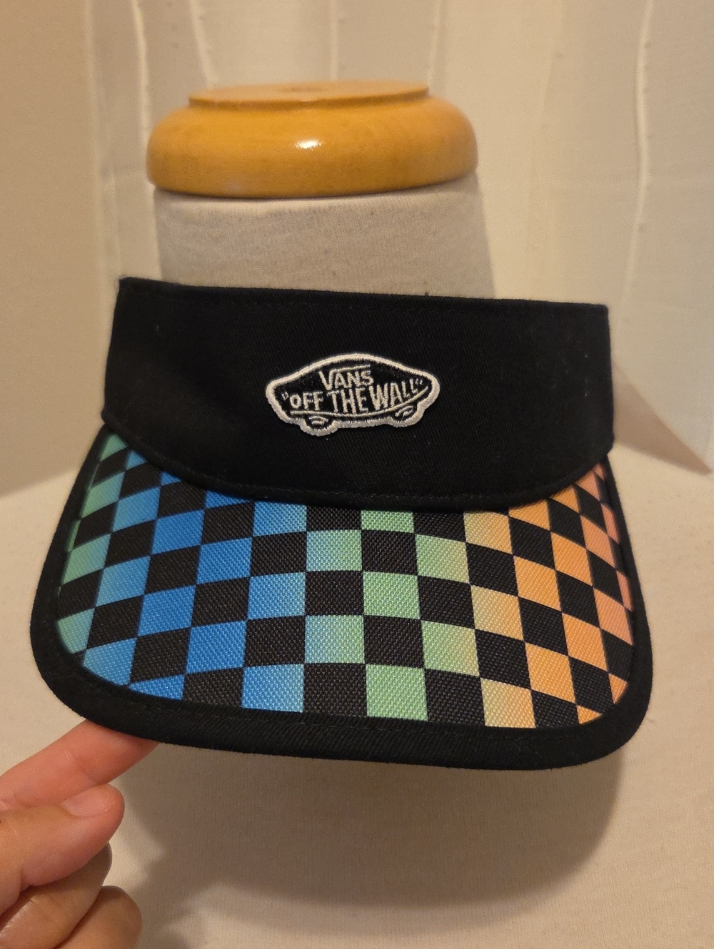 Vans Gradient Checkerboard Visor - Black with Blue, Green, Yellow, Orange